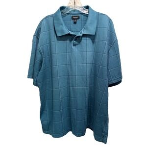 Van Heusen‎ Turquoise Polo Short Sleeve Size XXL Ribbed Collar Button